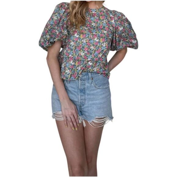 & Merci Tops - &Merci Ditzy Floral Puff Sleeve Blouse NWT Large
